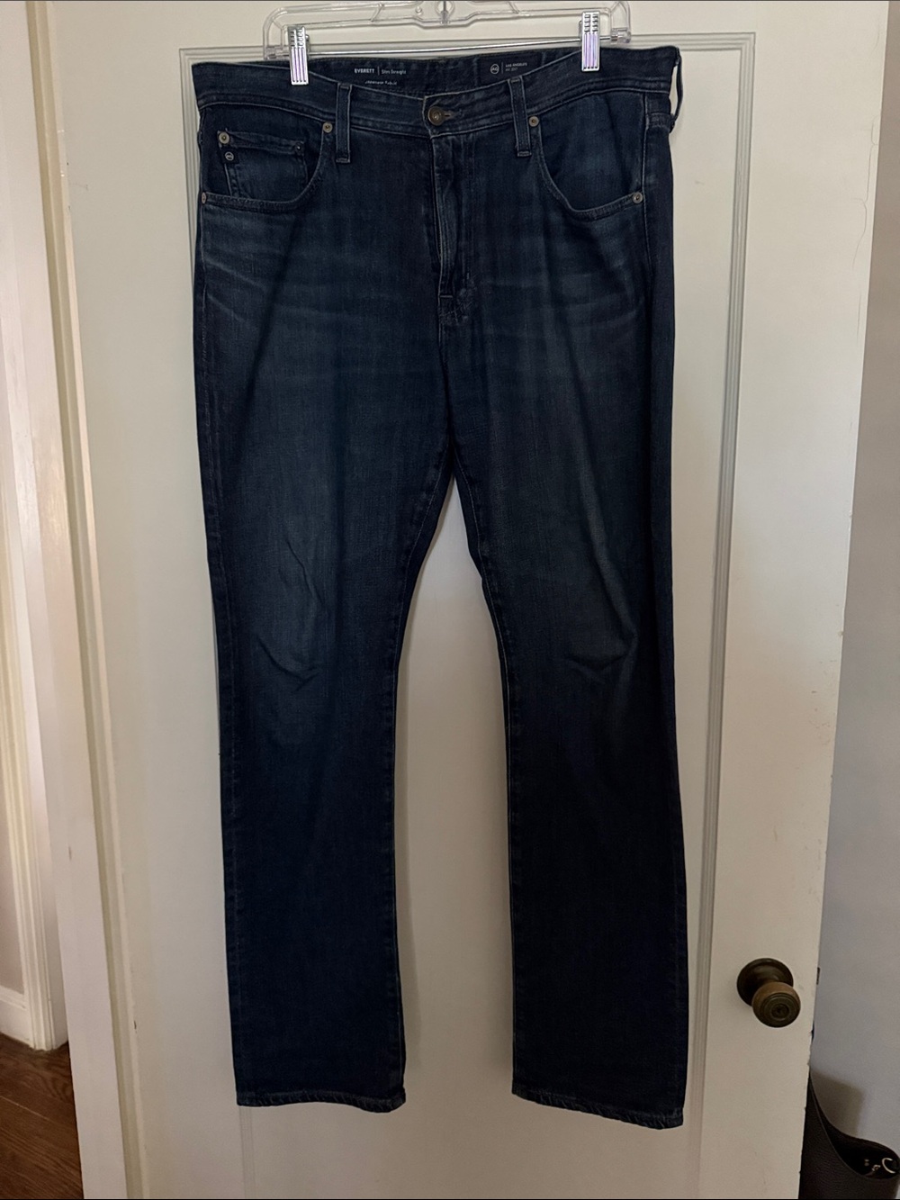 AG Adriano Goldschmied Men's Straight Jeans in Dark Blue